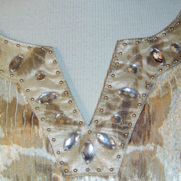 SAMANTHA GRAY fluer-de-lis long tunic blouse 12✨ - Picture 2 of 6